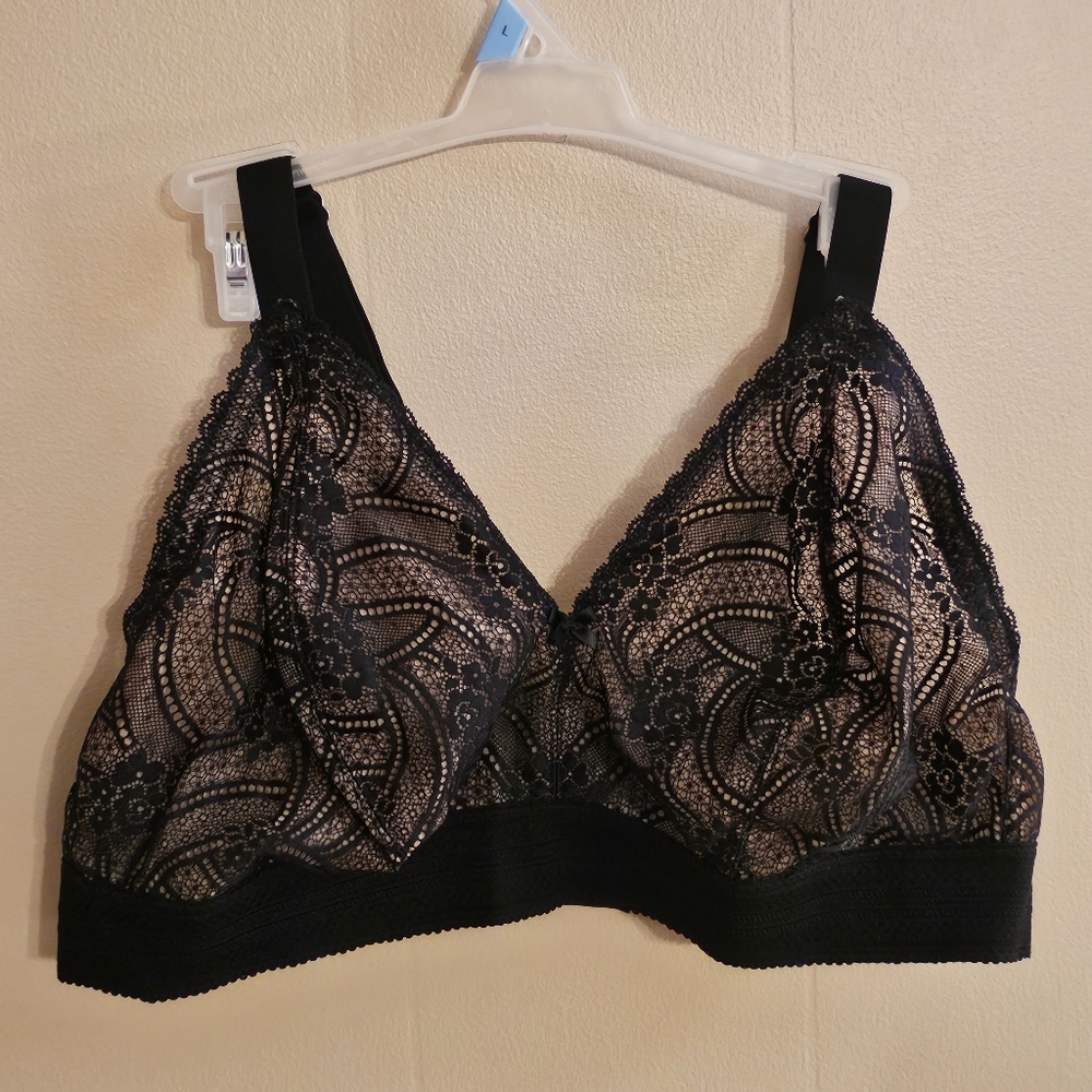 42DD Black Lacey Glamorise Bralette Wirefree #7012 NWOT